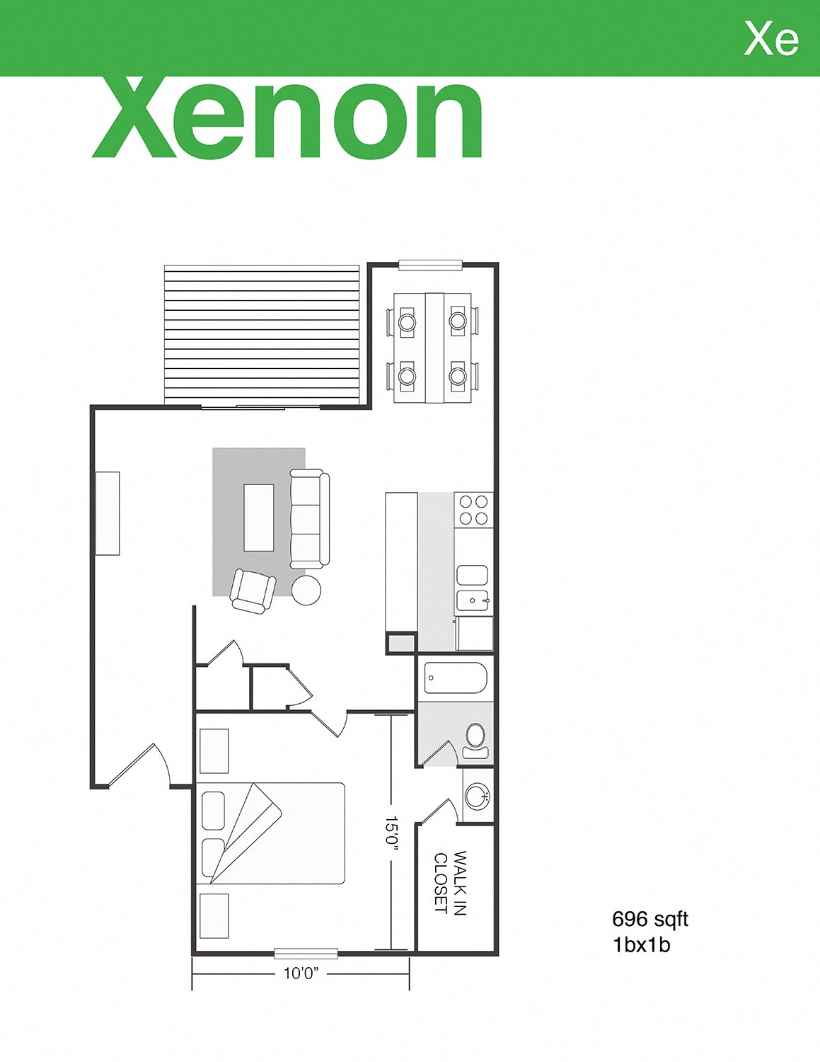 1 Bedroom 1 Bathroom B Floor Plan 1 Bedroom 1 Bathroom B Floor Plan at The Element Austin, Austin, TX, 78741